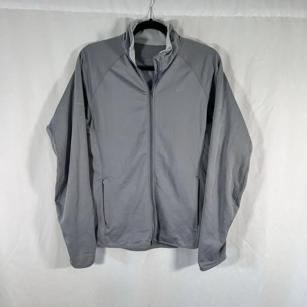 Nike Jacket Women's Medium Grey Full Zip Mock Neck Long Sleeve Zip Pockets